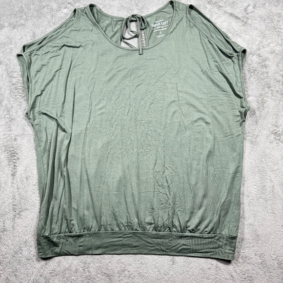 Torrid 2X Super Soft Sage Green Knit Dolman Top Tie Back Casual - Picture 1 of 9
